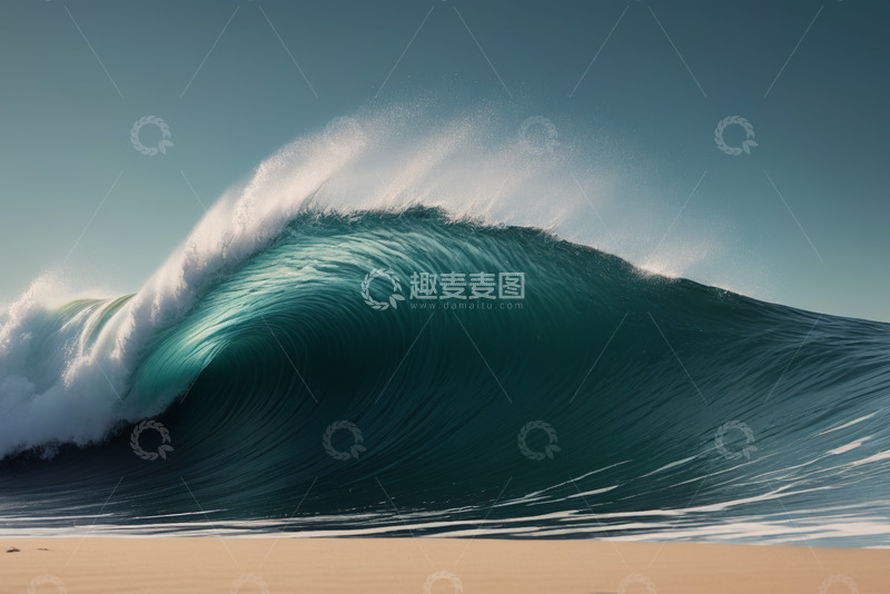 高清大图下载【趣麦麦图】海浪拍打沙滩自然景观