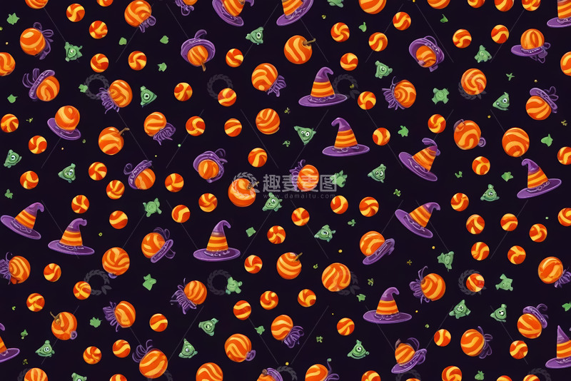 高清大图下载【趣麦麦图】万圣节元素图案背景