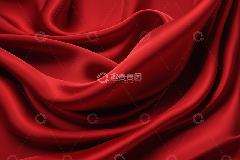 高清大图下载【趣麦麦图】红色丝绸质感纹理背景