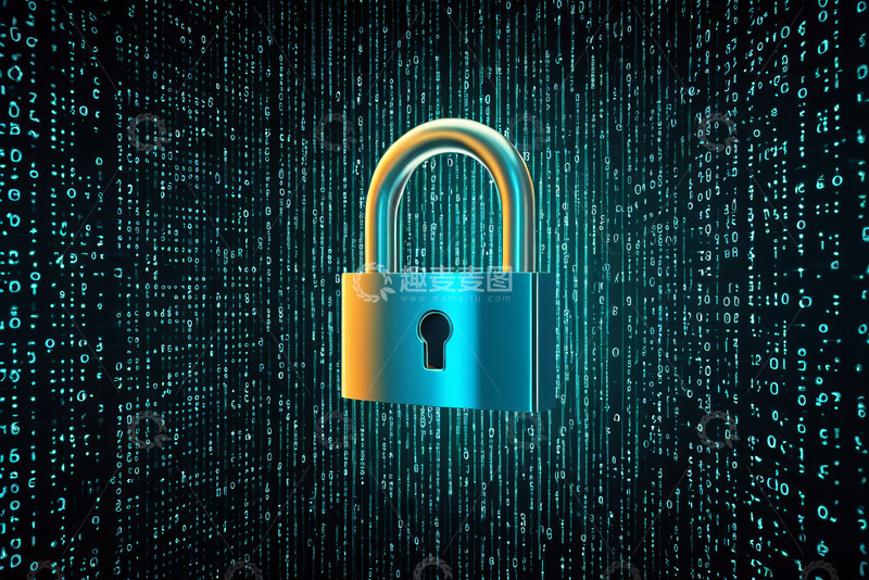 高清大图下载【趣麦麦图】数字背景上的安全挂锁