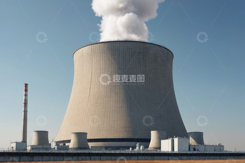 高清大图下载【趣麦麦图】发电厂冷却塔与烟囱景观