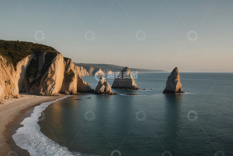 高清大图下载【趣麦麦图】海边悬崖与礁石景观