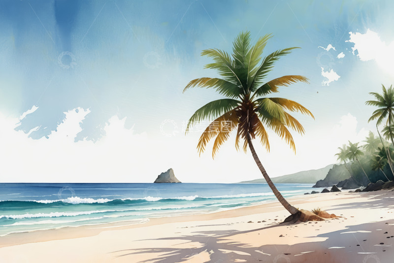 高清大图下载【趣麦麦图】海边沙滩椰子树风景