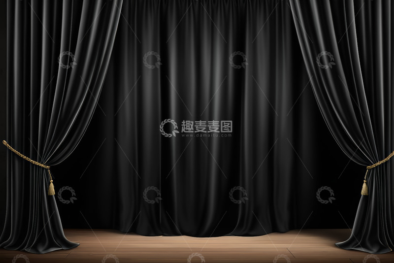 高清大图下载【趣麦麦图】舞台黑色幕布背景