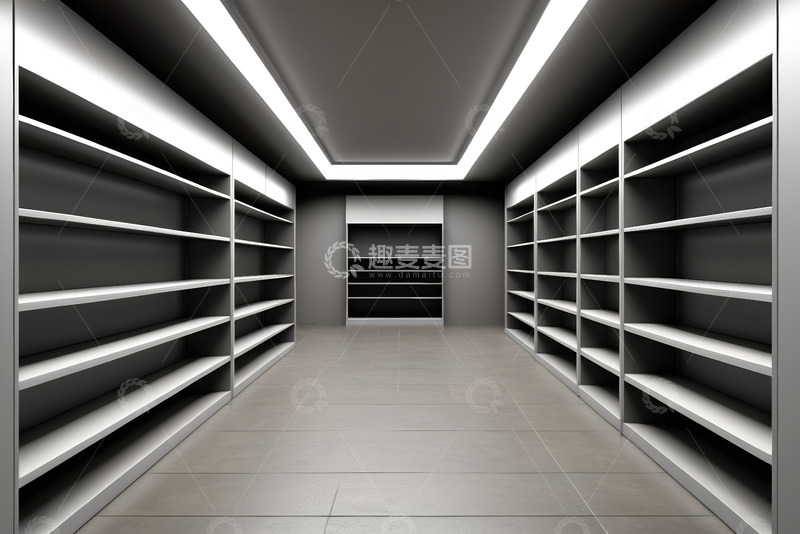 高清大图下载【趣麦麦图】空旷室内带置物架空间场景