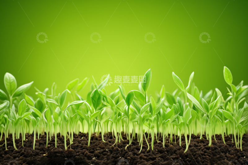 高清大图下载【趣麦麦图】嫩绿幼苗破土生长特写