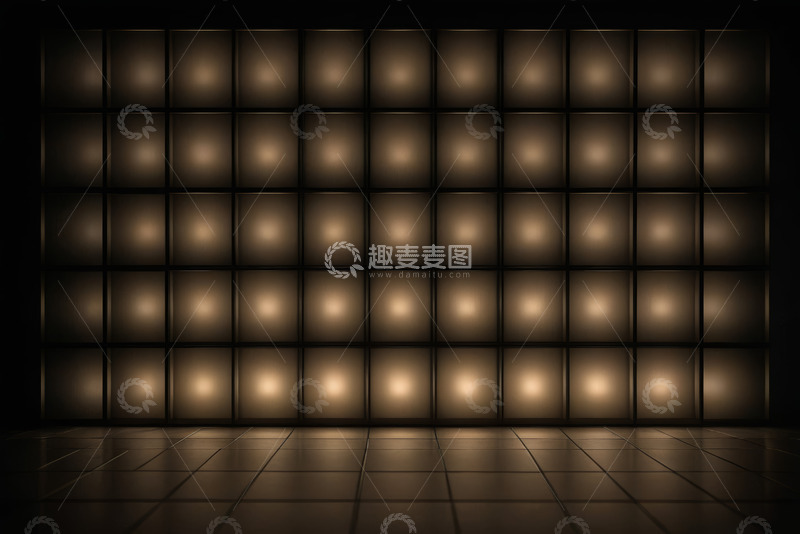 高清大图下载【趣麦麦图】发光方块墙面室内场景