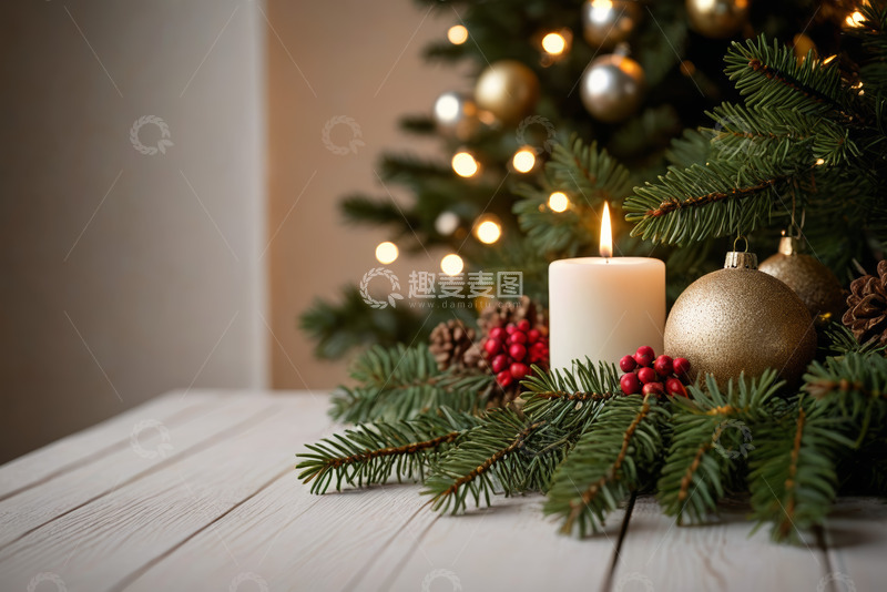 高清大图下载【趣麦麦图】圣诞节室内圣诞树装饰素材