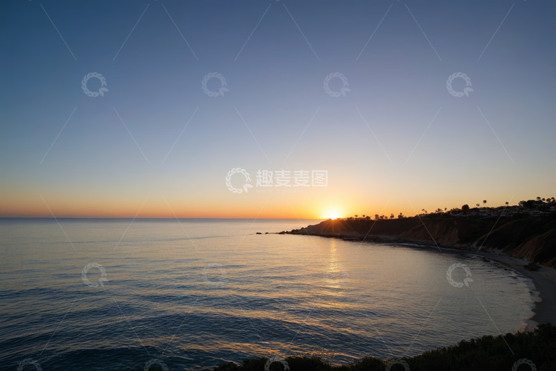 高清大图下载【趣麦麦图】海岸边日落时分海景