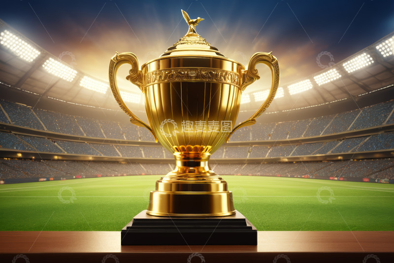高清大图下载【趣麦麦图】-体育场前的金色奖杯