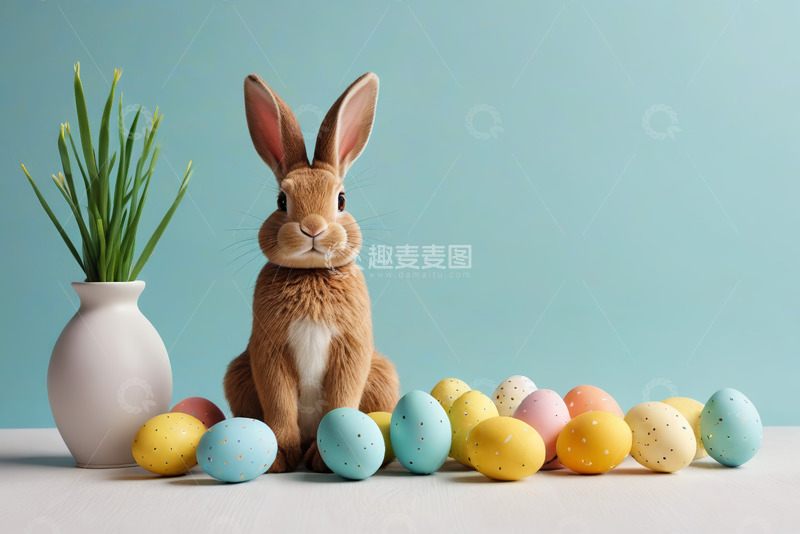高清大图下载【趣麦麦图】复活节兔子与彩蛋素材