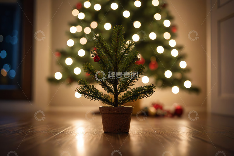 高清大图下载【趣麦麦图】室内小圣诞树与背景大圣诞树