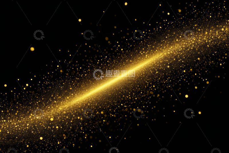 高清大图下载【趣麦麦图】黑色背景下金色发光粒子素材