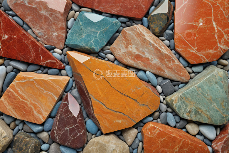 多彩石头与鹅卵石组合素材