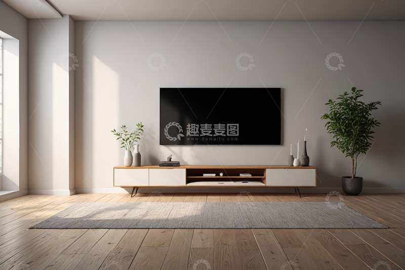 高清大图下载【趣麦麦图】现代客厅电视墙及家具布置