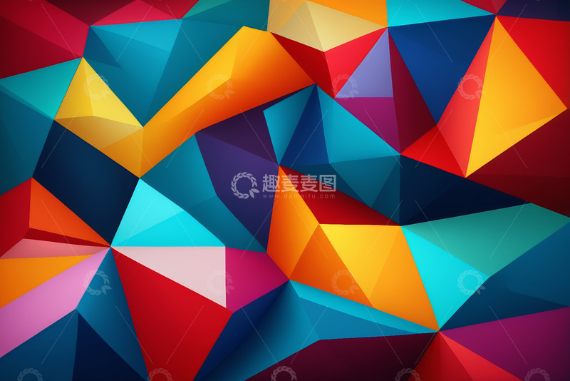高清大图下载【趣麦麦图】多彩多边形几何图案背景