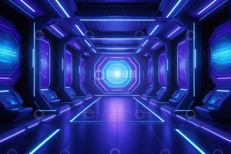 高清大图下载【趣麦麦图】未来科幻风格的科技感走廊