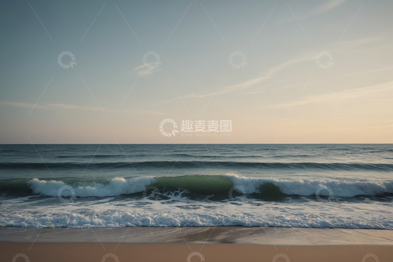 高清大图下载【趣麦麦图】海边日落海浪风景
