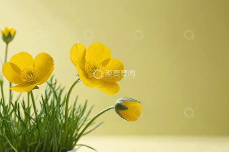 高清大图下载【趣麦麦图】黄色花朵绿植特写