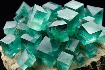 绿色晶体矿物特写