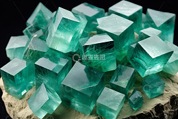 绿色晶体矿物特写