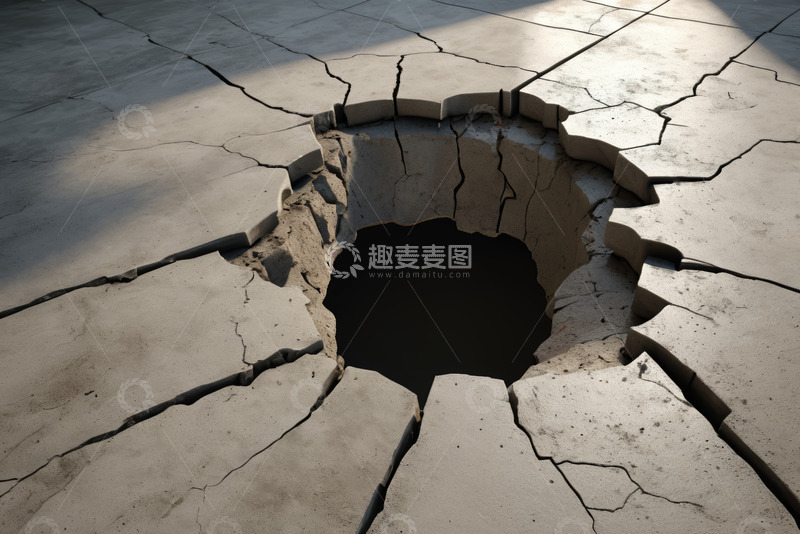 高清大图下载【趣麦麦图】地面破损形成的大坑