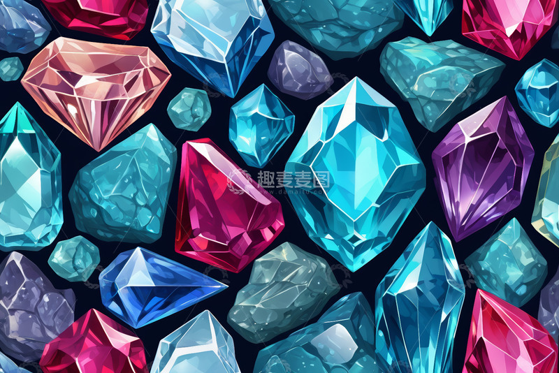 高清大图下载【趣麦麦图】多彩宝石图案背景