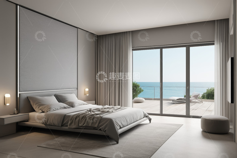 高清大图下载【趣麦麦图】海景卧室现代简约装修