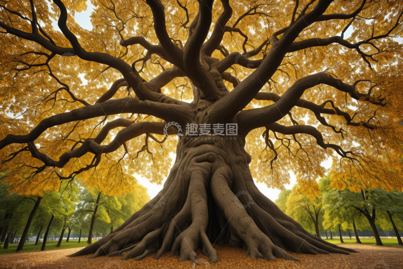 高清大图下载【趣麦麦图】秋季公园里的参天大树