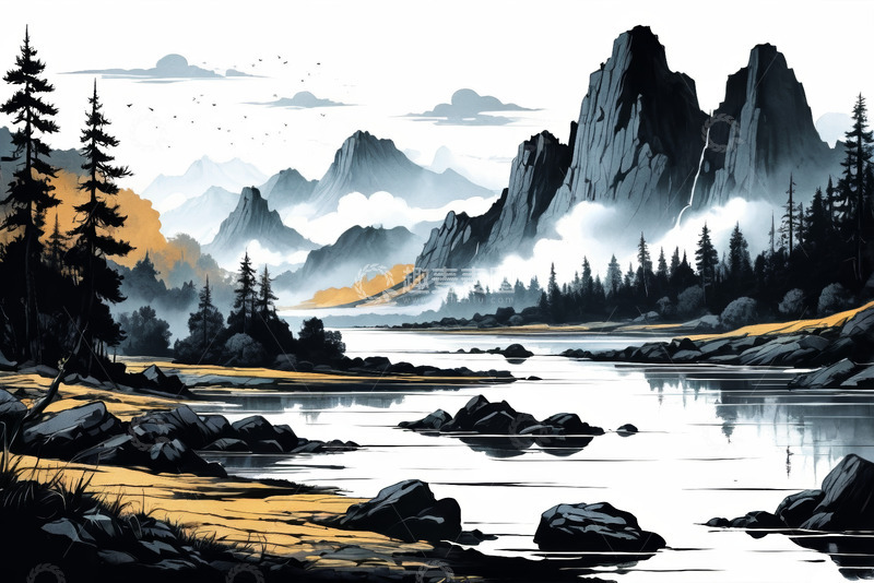 高清大图下载【趣麦麦图】山水相依的自然风景