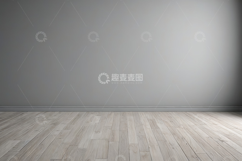 高清大图下载【趣麦麦图】空旷房间木地板与灰色背景