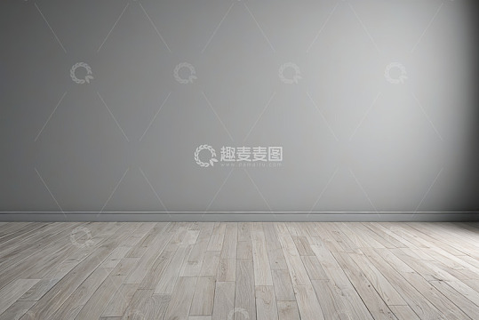 空旷房间木地板与灰色背景