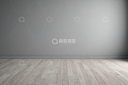 空旷房间木地板与灰色背景