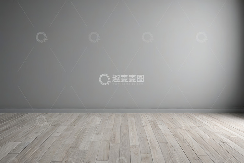 空旷房间木地板与灰色背景