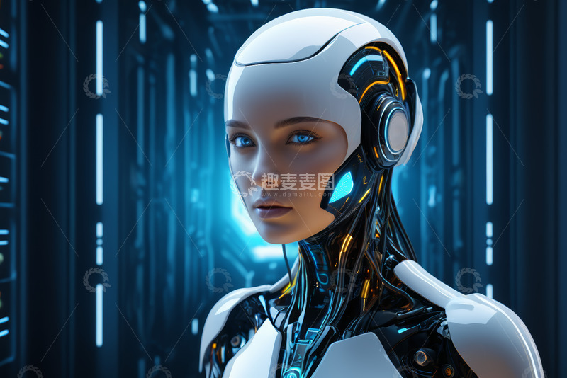 高清大图下载【趣麦麦图】科技风女性机器人特写