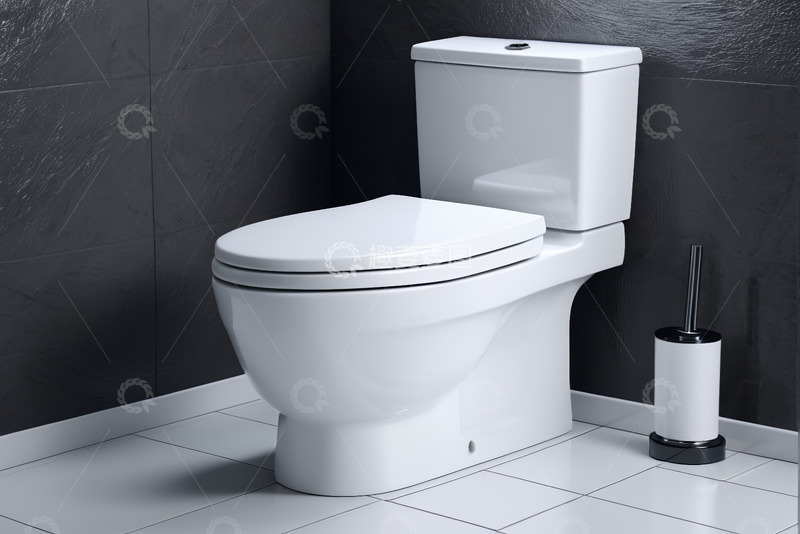 高清大图下载【趣麦麦图】卫生间白色马桶及清洁刷