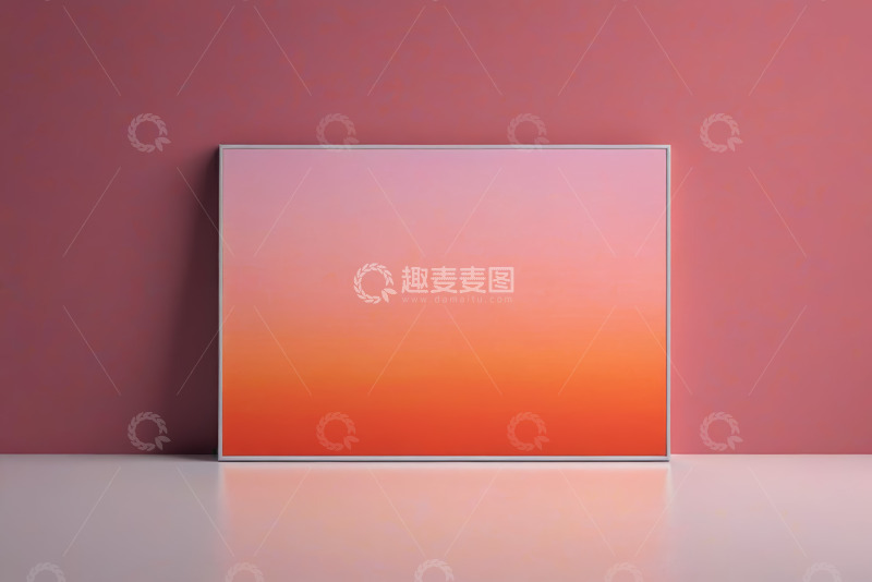高清大图下载【趣麦麦图】靠墙摆放的渐变色彩画框