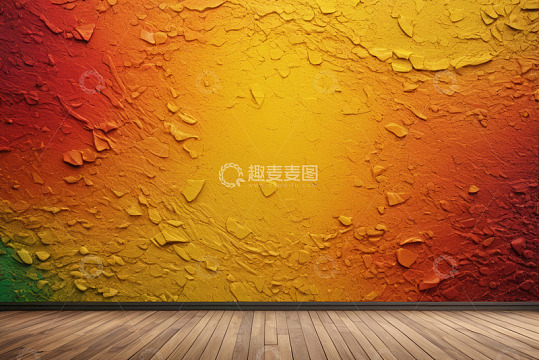 彩色纹理墙面与木地板背景