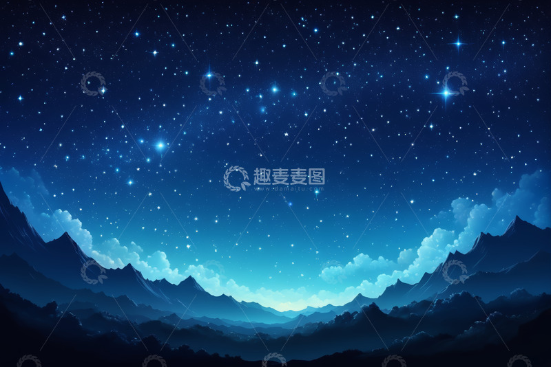 高清大图下载【趣麦麦图】星空下的山脉夜景
