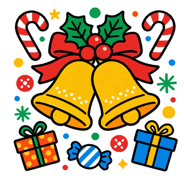 卡通圣诞铃铛礼物装饰图案