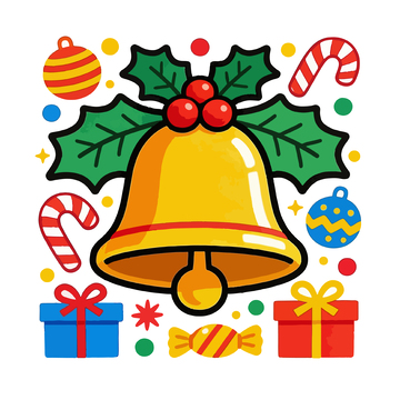 圣诞铃铛彩饰节日插画