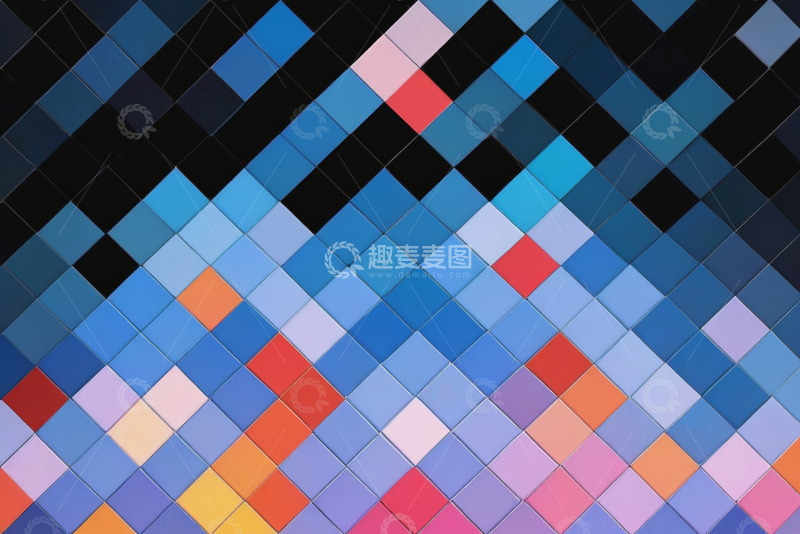 高清大图下载【趣麦麦图】彩色方块拼接图案背景