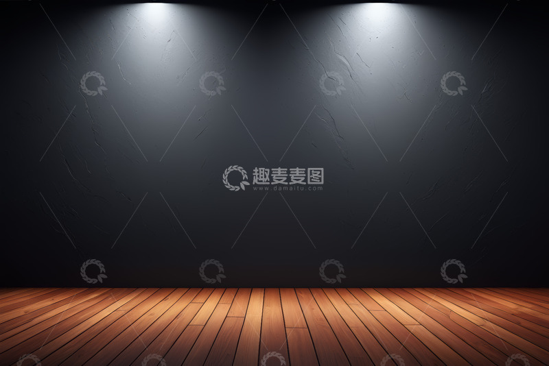高清大图下载【趣麦麦图】聚光灯下木地板墙面场景