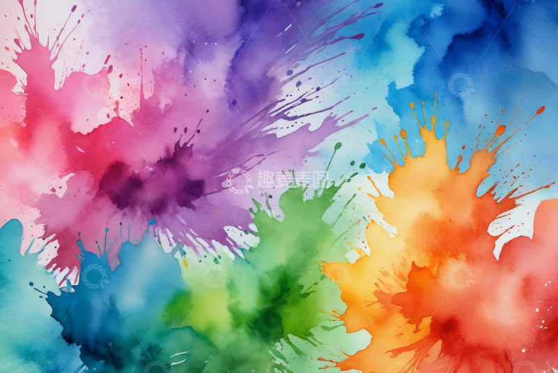 高清大图下载【趣麦麦图】多彩水彩泼墨艺术背景