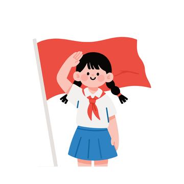 卡通学生敬礼插画