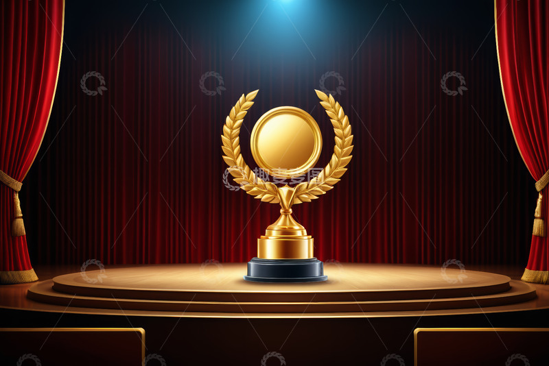 高清大图下载【趣麦麦图】-舞台上的金色奖杯