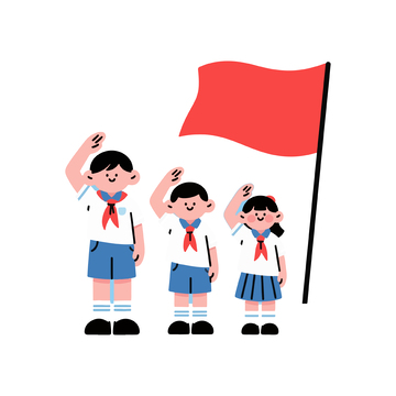 儿童爱国教育敬礼插画