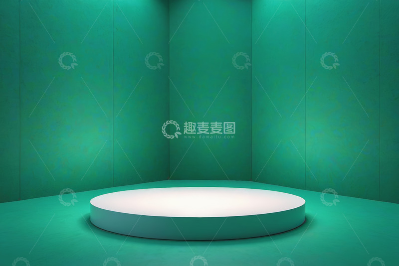 高清大图下载【趣麦麦图】绿色背景圆形展示台