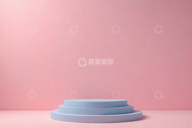 高清大图下载【趣麦麦图】粉色背景蓝色多层展示台