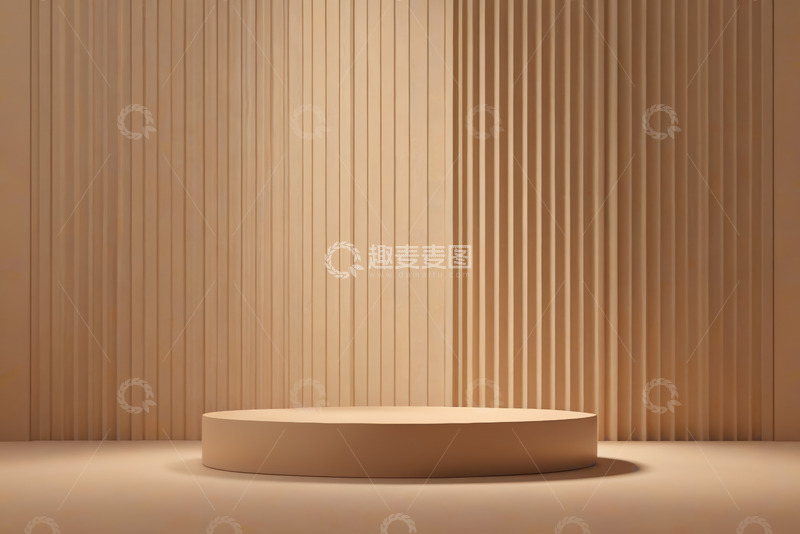 高清大图下载【趣麦麦图】米色圆形展示台背景素材